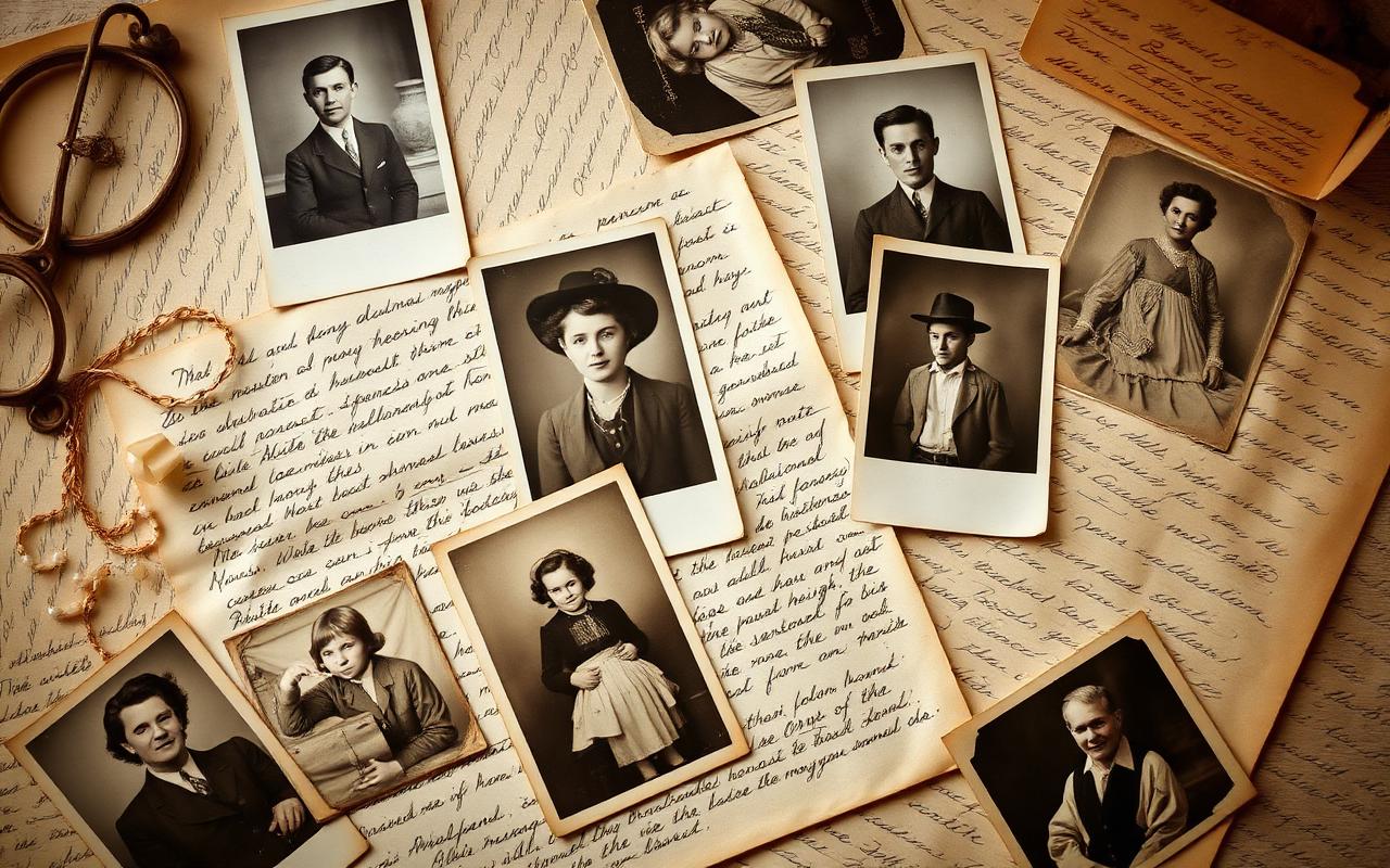 Fotografias antigas e cartas manuscritas guardadas
